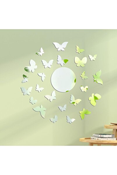 AZONEE Butterfly Mirror Wall Stickers, 24Pcs 3D Acrylic Mirror Wall Decor Sti...
