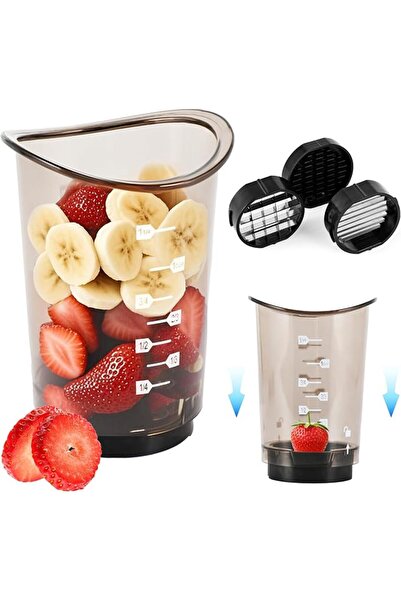 RUNZI Fruits Slicer Cup,Fruit Slicing Cup with Removable Blade-Strawberry, Ba...
