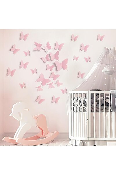 SYOSI 36 Pcs Cute Pink Butterfly Wall Decor, 3D Butterfly Wall Stickers, Cute...
