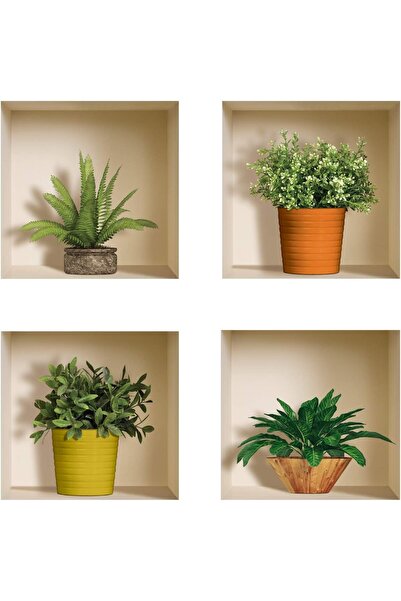 Khazna Art Magic 3D PVC Removable Wall Sticker Decals DIY, Set of 4, Green an...