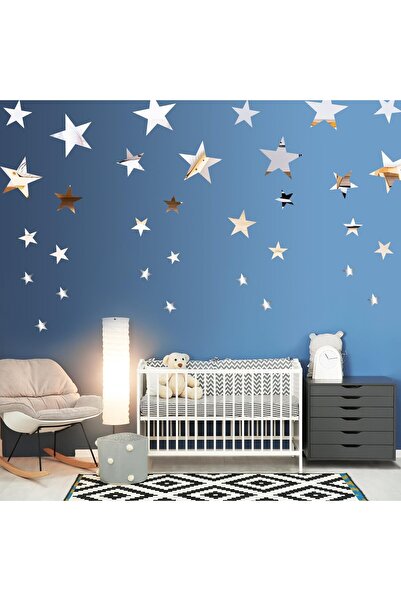 Shappy 32 Pcs Star Mirror Wall Stickers 3D Acrylic Star Mirror Wall Decal Rem...