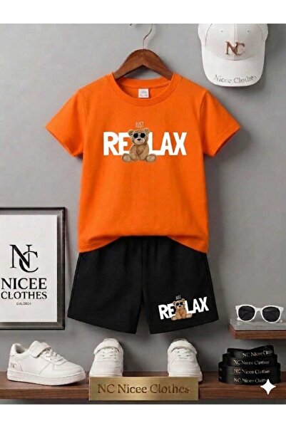 Leto Lykia Summer Children's T-Shirt Shorts Unisex (Relaxs Bear Printed)