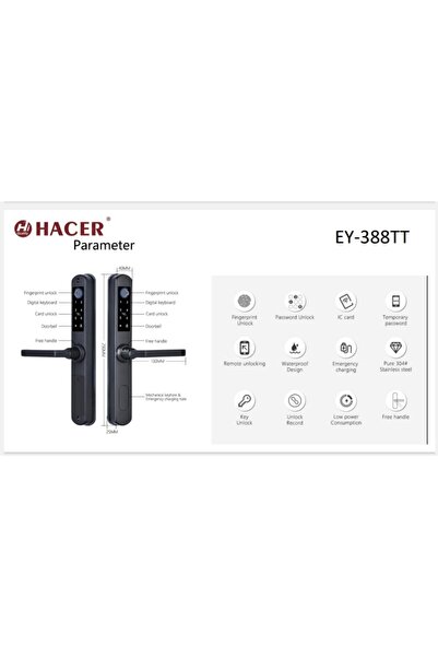 Hacer قفل باب ذكي EY-388TT بالبصمة وكلمة المرور والبطاقة والتحكم بالجوال