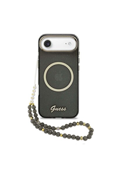 Guess Калъф с ринг, съвместим с iPhone 17 Air, MagSafe/Магнитен, TPU, Черен -...