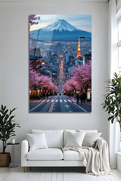 Parıltı Yayınları Japonya Tokyo Şehir Manzaralı Lüks Modern Cam Tablo