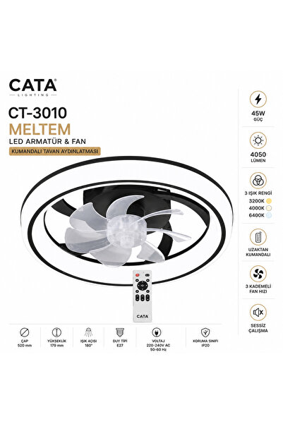Cata CT-3010 Meltem LED Armatür & Fan Kumandalı Tavan Aydınlatması
