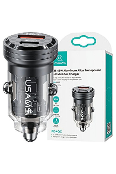 Usams Încărcător auto USB C35 USB-C 45W cu încărcare rapidă pentru telefoane ...