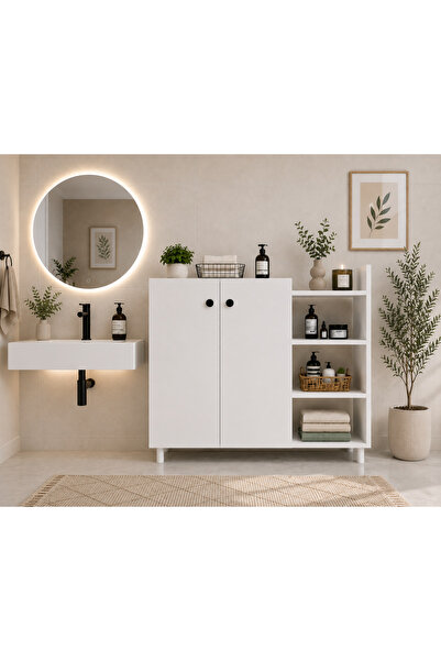 Çavdar Mobilya Dekorasyon Çok Amaçlı Banyo Dolabı - Beyaz Dolap