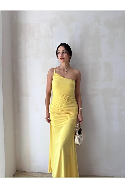 Mooi Butik فستان كيندال ماكسي 5539 - أصفر