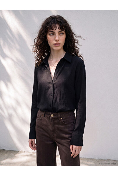 LC Waikiki Black Muslin Women's Shirt