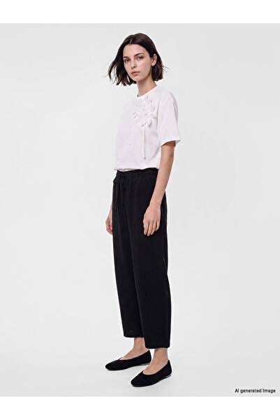 LC Waikiki Black Elastic Waist Carrot Cut Women's Trousers
