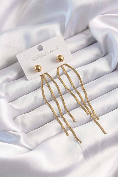 deluxe takı ve giyim 316L Steel Gold Color Italian Model Ball Earrings