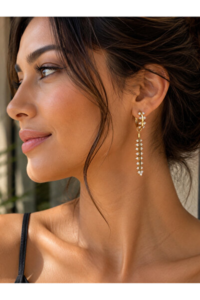 ANKA JEWELLRY أقراط نسائية متدلية من الفولاذ مرصعة بحجر الزركون |   تصميم أني...