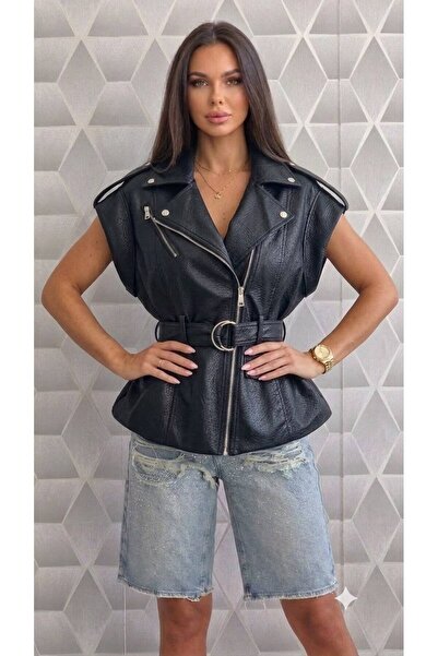 styleFlex Women's Premium Eco- Leather Vest – Biker Vest with Waist Belt and ...