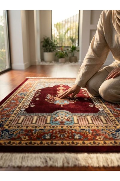 Reis Premium Bambu İpek İran Seccade - Saray Serisi 125x80 cm 160 Tarak El İşçiliği Saçaklı