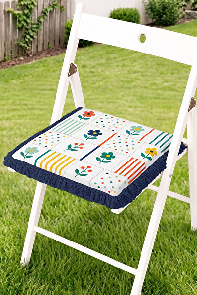 Realhomes Colorful Floral Motif Checkered, Striped and Polka Dot Fringed Zipp...