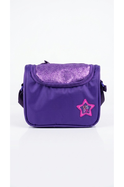 U.S. Polo Assn. Girl's Bag Lunchbox School Glitter Star Zipper Handle Kinderg...
