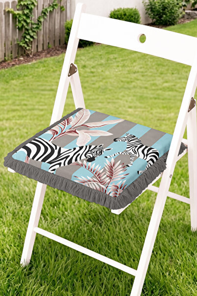Realhomes Zebra Figured Leaf Motif Geometric Patterned Fringed Zippered Chair...