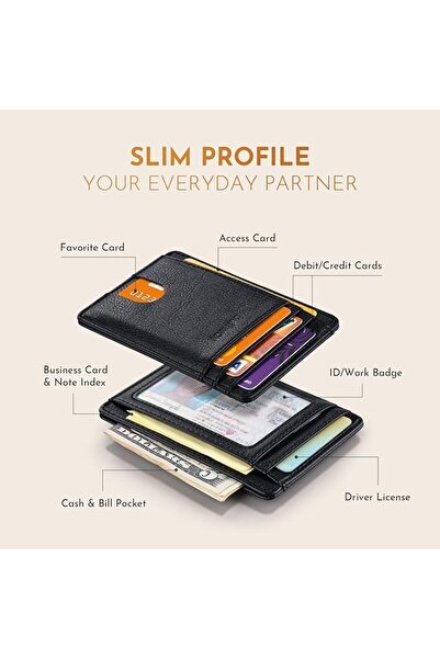 Buffway Mens RFID Blocking Slim Bifold Wallet Minimalist Leather Small Wallet...