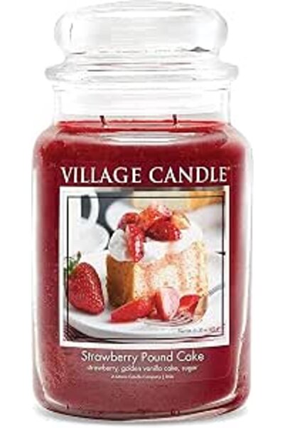 Village Candle شمعة معطرة برائحة كعكة الفراولة، في وعاء زجاجي كبير، 21.25 أون...