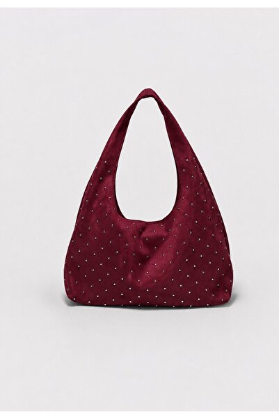 Madamra Burgundy Women's Suede Shopper Soft Form Shoulder Bag
