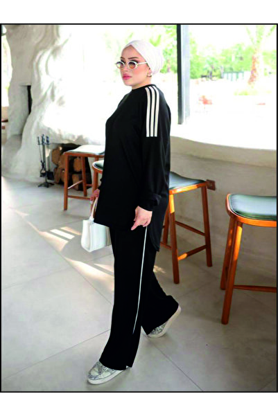 estilowear طقم نسائي مخطط بأكمام طويلة وقصة مريحة مكون من قطعتين موديل 546