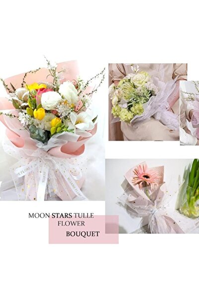 EXCEFORE 2 Rolls Tulle Flower Wrapping Paper Moldable Mesh Sequin Wrappers Fl...