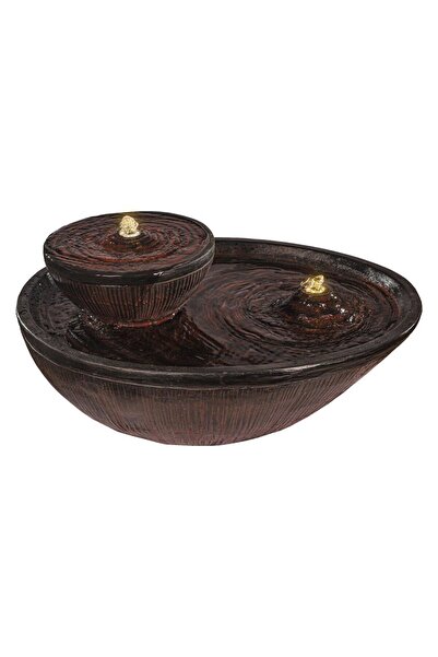 Yatai Double-Tiered Zen Tabletop Fountain, Polyresin & Fiberglass Waterfall F...