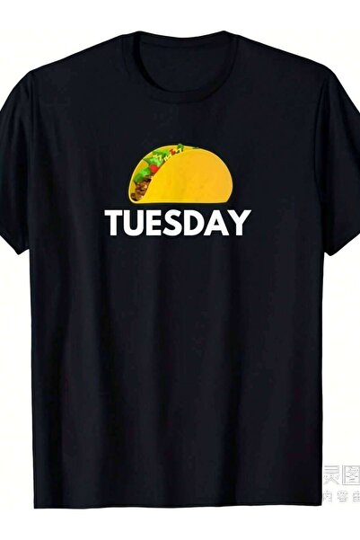 25W Men'S Tuesday T-Shirt - Easy Retro Tee Featuring Graphic Print Of Taco Tu...