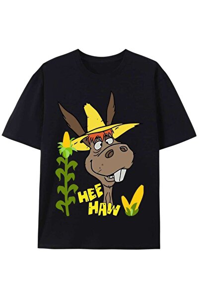 9JY Vintage Classic T-Shirt Featuring Funny Hee Haw Donkey - Men'S Black Shor...