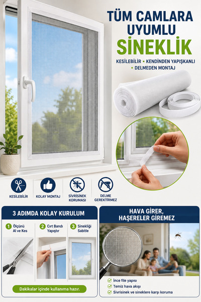 Hane Dostu Tüm Cam Pencere Kapılara Uyumlu Kesilebilir Kendinden Yapışkanlı C...