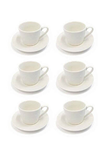 Reem 12-Piece Porcelain Coffee Cup & Saucer Set 100ML White, Set for 6 People
