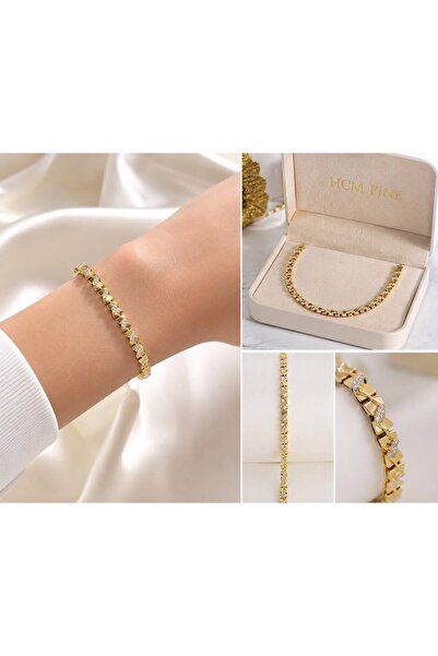 CM Luxurious Zircon Stone Compression Motif Stylish Steel Bracelet