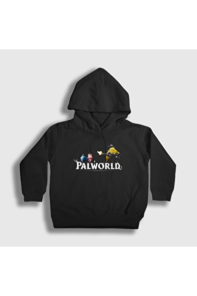 Presmono Unisex Kids Black Logo Palworld Hooded Sweatshirt 618100Tt