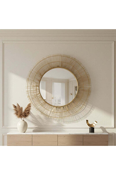 Sagebrook Home 40" ROUND WIRE WALL ART W/ MIRROR, GOLD WB