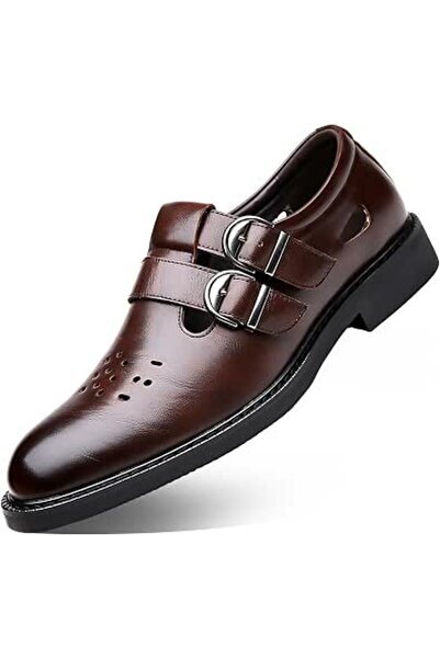 GENERAL Men's Leather Dress Loafers with Adjust Buckle Strap Fashion Breathab...