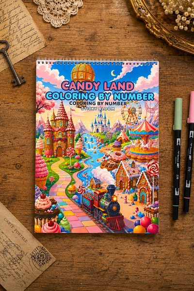 stickybloom Candy Land Sayılı Premium Boyama Kitabı 20*30 cm Kalın Yapraklı A...