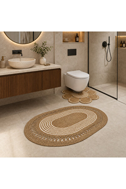 LEVİTASARIM Jüt , Hasır ,banyo Paspas Takımı, Klozet Takımı
