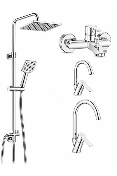 AR E.C.A Lite Bathroom + Swan Pipe Sink + Sink Faucet + Dicle Sprinkler Showe...