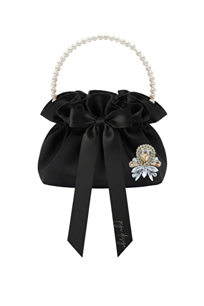 pegu baby collection ΜΑΥΡΗ ΒΑΜΒΑΚΙΝΗ ΣΑΤΕΝ ΤΣΑΝΤΑ ΜΕ ΔΙΑΚΟΣΜΗΣΗ ΑΠΟ ΚΡΥΣΤΑΛΛΙ...