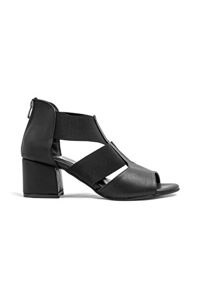 Mamito Ayakkabı Cnf 116 High Heeled Sandals with Back Zipper and Rubber Detail
