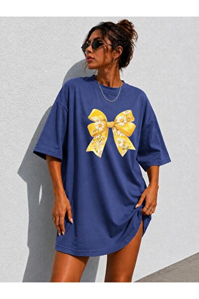 classy moda Tricou tunică extra lungă, supradimensionată, cu imprimeu cu pang...