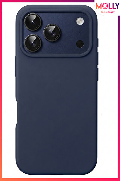 Molly iPhone 17 PRO MAX İçin Gece Mavisi Liquid İçi Kadife Mat Silikon Kılıf