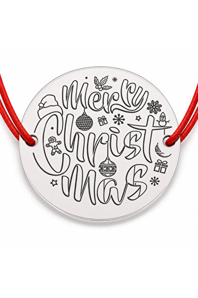 Simoshop Brățară argint 925 cu bănuț mesaj Merry Christmas și simboluri festi...