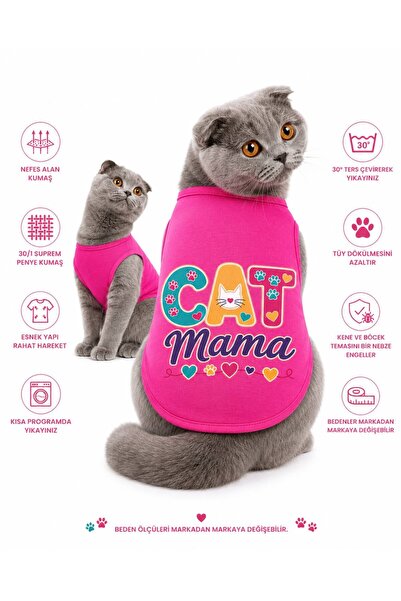 DOGİ&DOG Cat Mama Cat Outfit Cat Tank Top - Size XXL (for Cats 7.5-10 kg)