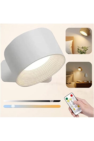 STARSTAR White Rechargeable Magnetic LED Wall Light with Remote Control, 360°...