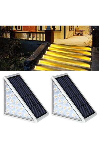 STARSTAR 2-Pack Staircase Lights Warm Light 13 LED Outdoor Waterproof Solar L...