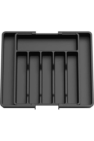 STARSTAR Cutlery tray, extendable drawer-type cutlery tray, black, adjustable...