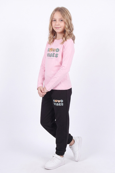 panios kids Kız Çocuk Baskılı Uzun Kollu Eşofman Takımı