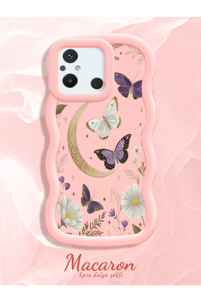 CHICASELUX Redmi 12C Compatible Wavy Frame Moon Butterfly and Flower Patterne...